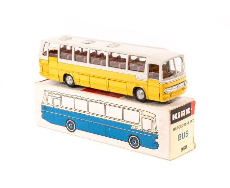 A scarce Kirk (Tekno) Mercedes-Benz Bus (950). An example in yellow and pale grey continental style Post Bus livery, with bro