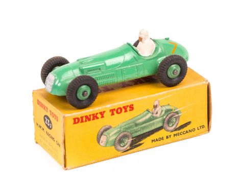 Dinky Toys H.W.M. Racing Car (23J). In light green with mid green wheels, RN7. Boxed, minor wear. Vehicle VGC-very minor chip