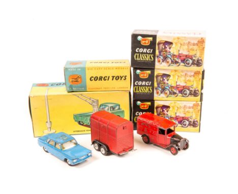 A small quantity of Corgi Toys & Dinky Toys. A Jeep FC-150 Hydraulic Tower Wagon with Lamp Standard (GS14). Vehicle in red wi