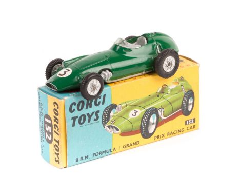 Corgi B.R.M. Formula 1 Grand Prix Racing Car (152). An example in dark green with silver seat, detailed spoked wheels, RN3. B