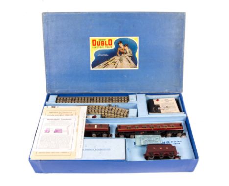 A Hornby Dublo 3-rail electric train set EDP2 Passenger Train. Comprising an LMS Coronation class 4-6-2 tender locomotive, Du