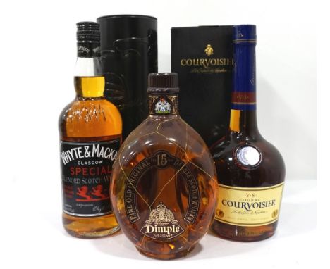 SELECTION OF WHISKY & COGNACA selection of three bottles of spirits, including: HAIG'S DIMPLE 15 YEAR OLD DE LUXE BLENDED SCO
