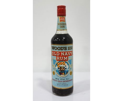 WOOD'S 100 OLD NAVY RUMA rare bottle of Wood's 100 Old Navy Rum, produced in Guyana. We estimate this bottle as being from th