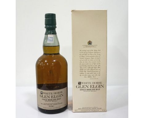 GLEN ELGIN - WHITE HORSEA bottle that is becoming more rare these days.  Glen Elgin Single Malt Scotch Whisky.  750ml.  43% a