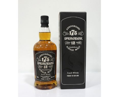 SPRINGBANK 12YO - 175TH ANNIVERSARY Bottled to celebrate the 175th Anniversary of the founding of Springbank Distillery in 20