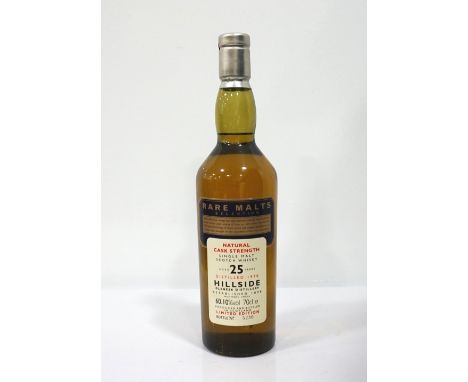 HILLSIDE 25YO - RARE MALTSA rare bottle of Hillside Single Malt Scotch Whisky from the silent Glenesk Distillery bottled as p