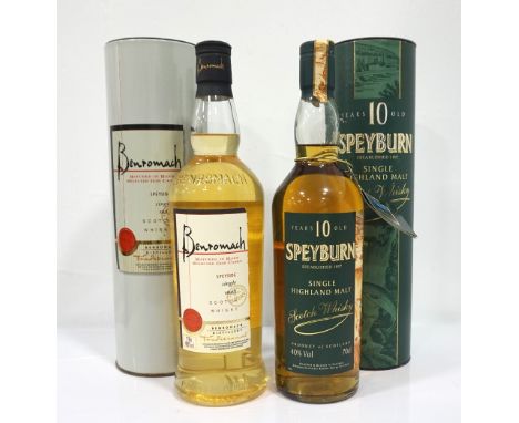 TWO SPEYSIDE SINGLE MALTSComprising: BENROMACH TRADITIONAL SINGLE MALT SCOTCH WHISKY.  70cl.  40% abv.  In original tin.  Lev