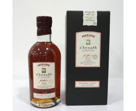 ABERLOUR A'BUNADH BATCH NO. 18A bottle of the hugely popular Aberlour A'Bunadh Single Malt Scotch Whisky.  70cl.  59.7% abv. 