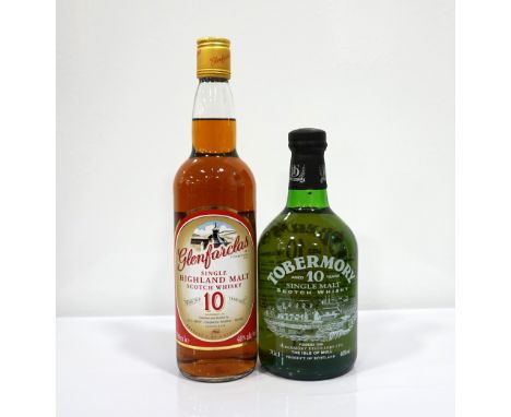 GLENFARCLAS & TOBERMORYA pair of single malt scotch whiskies.  GLENFARCLAS 10 YEAR OLD "THE FLOWER OF SCOTLAND COLLECTION".  