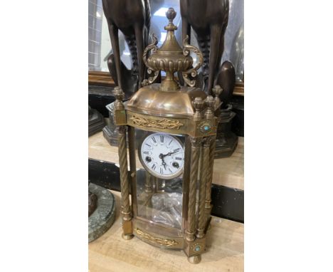BRONZE FOUR GLASS CLOCK 56CMS (H) APPROX