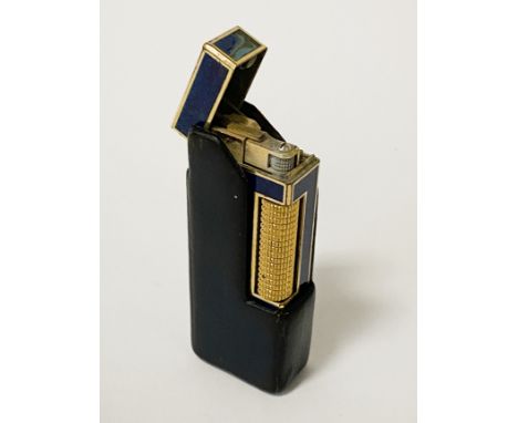 DUNHILL ROLLERGAS LIGHTER IN BLUE WITH LATHER POUCH