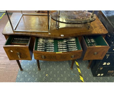 INLAID SIDEBOARD WITH FULL STAINLESS STEEL CUTLERY SET - MAPPIN &amp; WEBB CUTLERY SET