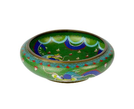 A Chinese cloisonné bowl, late 19th century. Four character seal, diameter 20cm.