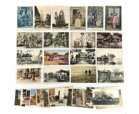 China interest. A collection of early 20th century postcards. Over 40 postcards, some inscribed and sent by Leach to family a
