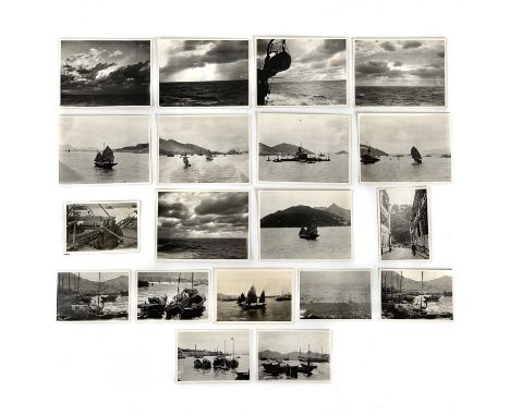 A collection of early 20th century photographs of Hong Kong and Malaysia. Nineteen b+w photographs, depicting Hong Kong sea s