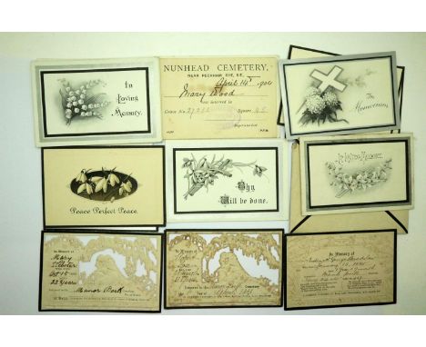 Box of In Memoriam cards, circa 19th century (20). P&amp;P Group 1 (£14+VAT for the first lot and £1+VAT for subsequent lots)