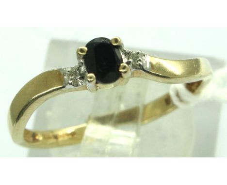 9ct gold diamond and sapphire ring, size N/O, 1.5g. P&amp;P Group 1 (£14+VAT for the first lot and £1+VAT for subsequent lots