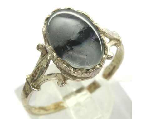 925 silver Blue John ring, size U/V, 3g. P&amp;P Group 1 (£14+VAT for the first lot and £1+VAT for subsequent lots) 