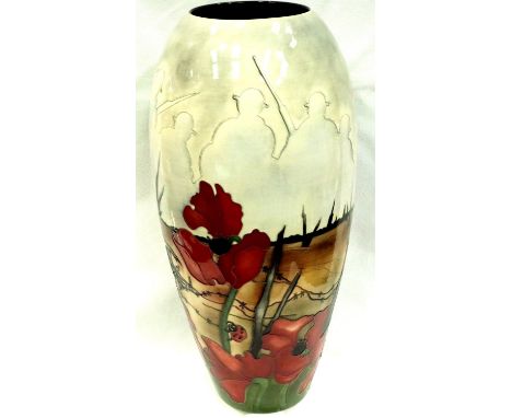 Moorcroft Prestige vase trial piece by Kerry Goodwin, Lest We Forget, numbered edition 40, H: 46 cm. No cracks, chips or visi