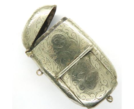 Victorian silver plated vesta case, with incorporated stamp and coin box, H: 65 mm, 37g. P&amp;P Group 1 (£14+VAT for the fir