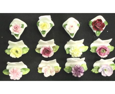Eight Coalport name/menu holders and four Aynsley examples. P&amp;P Group 2 (£18+VAT for the first lot and £3+VAT for subsequ