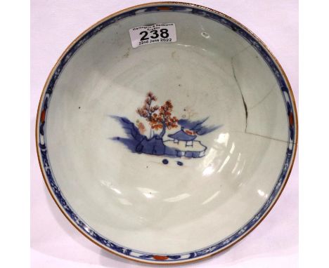 Possibly Philip Christian of Shaws Brow Liverpool, a porcelain footed bowl decorated in the Japanese manner circa 1700, with 