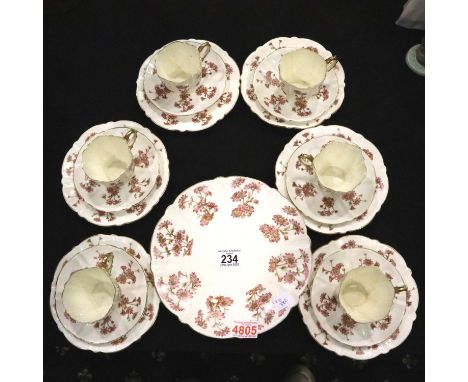 Aynsley tea set of six trios and a cake plate. P&amp;P Group 3 (£25+VAT for the first lot and £5+VAT for subsequent lots) 