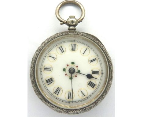 935 silver fob watch. P&amp;P Group 1 (£14+VAT for the first lot and £1+VAT for subsequent lots) 