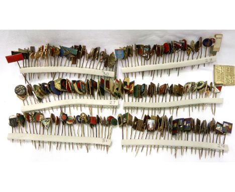 A large collection of East German and Soviet enamelled stick pins (170). P&amp;P Group 1 (£14+VAT for the first lot and £1+VA