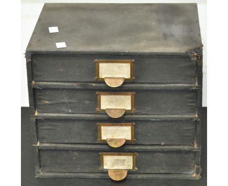 A vintage desk top four drawer index tray, each drawer stamped with crown Supplied For The Public Service.