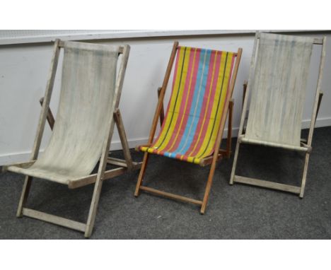 Three vintage deck chairs 