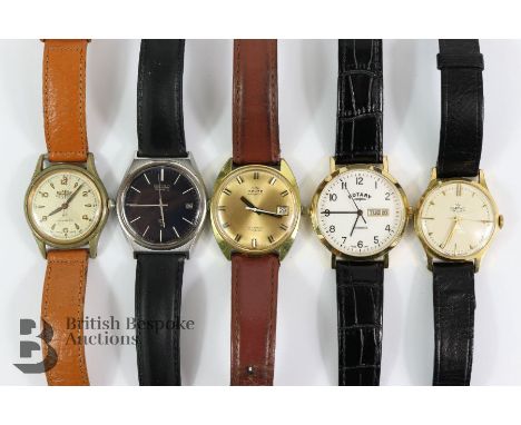 Gentleman's wrist watches, including a Smiths Deluxe 17 Jewel wrist watch, having a white enamel face with baton dial on a bl