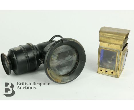 'The New 75' self generating acetylene head lamp for a veteran bicycle by Powell and Hammer of Birmingham, with integrated fi