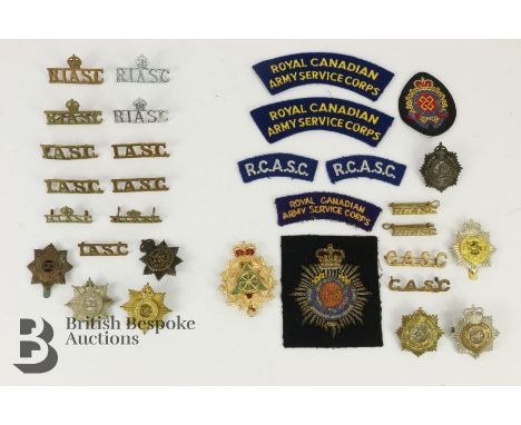 Army Service Corps - collection to the Canadian and Indian Army's including both cloth and metal items officer's and O/R's.&n