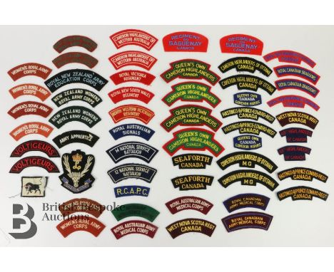Large and interesting collection of Canadian Army cloth shoulder titles, Seaforths and Camerons, viewing is highly recommende