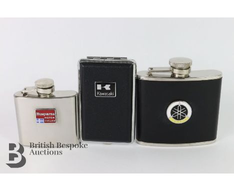 A stainless steel drinks flask for the Husqvarna motorcyclist; another large for the Yamaha motorcyclist and an unusual cigar