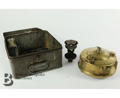 A vintage Primus motoring and travelling spirits stove in original metal case by B.A, H Jorth &amp; Cie of Stockholm, Sweden.