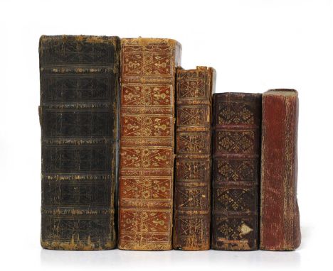 Five BIBLES: 1- BIBLE, Etc: The Book of Common Prayer, Oxford, J. Baskett, 1737, PP: A-E3; Bound With: The Holy Bible, Contai
