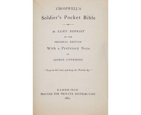 1861 Civil War BIBLE- Pocket Soldier English/American: Livermore, George (Prefatory Note): Cromwell's Soldier's Pocket Bible 