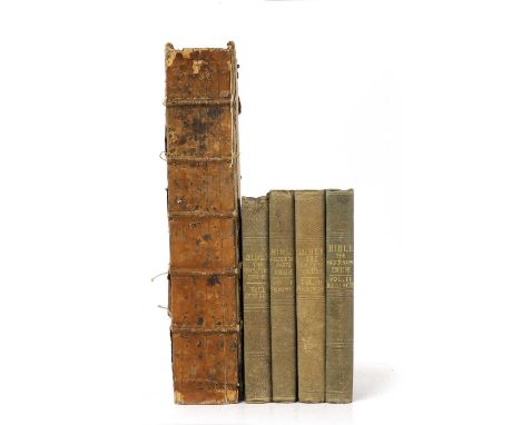 Jewish School & Family Bible - in 4 vols. L, James Darling, 1852-61. Original blind stamped boards; Plus: JOSEPHUS: Two Disco