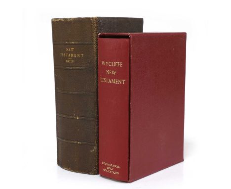 Wycliffe's New Testament: Manuscript &amp; tipped-in cutting: WICLIF: The New Testament, 1380. A 'Labour of Love' made-up vol