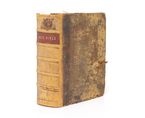 1756 BIBLE, etc: The Holy Bible, Etc: The Book of Common prayer. London, Tomas Baskett, 1756. (Title page with tears, repairs