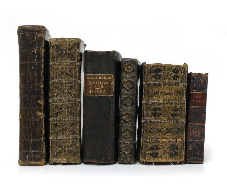 Six 17th. Century BIBLES, in Cont. Bindings: 1- The Book of Common prayer. Robert Barker, 1631. PP: A-G4, Engraved title-page