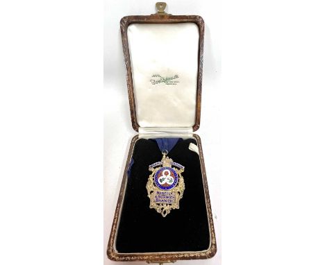 The National Council of Women, Norfolk and Norwich Branch, enamel and silver gilt medallion on a ribbon, hallmarked Birmingha