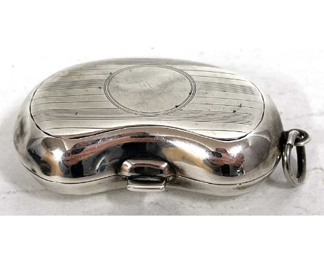 An Edwardian silver double sovereign case of kidney shape, engine turned decoration, the front is decorated around a circular