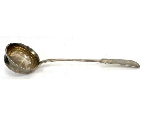 A Latvian silver ladle, makers mark OW, 1896, 30cm long, 200gms