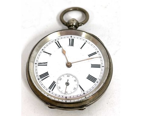 White metal open face pocket watch, the pocket watch is stamped in the case back 0.800, the pocket watch has a key wound move