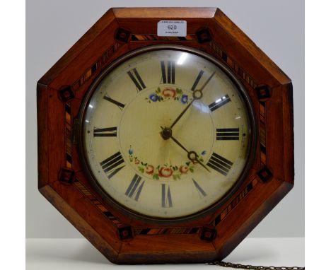 INLAID MAHOGANY WAG ON THE WALL CLOCK     