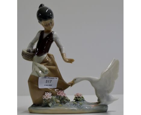 LLADRO FIGURINE ORNAMENT "YOUNG GIRL WITH BASKET OF EGGS"     