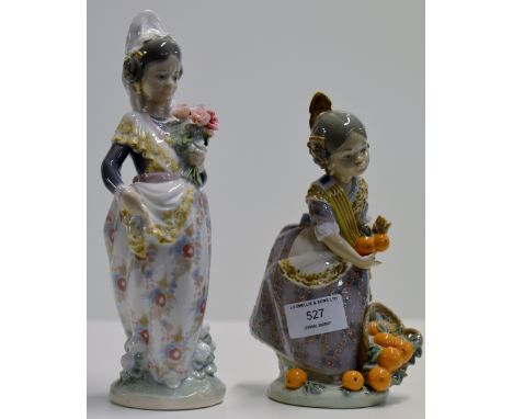 LLADRO FIGURINE ORNAMENT "YOUNG GIRL WITH ORANGES" & LLADRO FIGURINE ORNAMENT "YOUNG GIRL WITH BUNCH OF FLOWERS"     